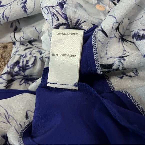 Rebecca Taylor Blue Floral 100% Silk Blouse - Size 6 - Picture 7 of 11